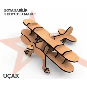 Yıldızlar Ahşap 3d Ahşap Boyanabilir Maket Uçak Bym-03