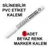 Siyah PVC Etiket Kalemi Beyaz Renk Yaz-Sil Etiket Kalemi 1 Adet Beyaz Marker Silinebilir Etiket Yazı Kalemi