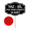 Ahşap Çubuklu Siyah PVC Yaz-Sil Fiyat Etiketi 8x12 cm 10lu Pk.