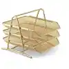 Mas 523 Metal File 3 Lü Evrak Rafı Gold