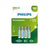 Phılps R03b4a70/10 İnce Şarjlı Pil 4 Lü 700 Mah