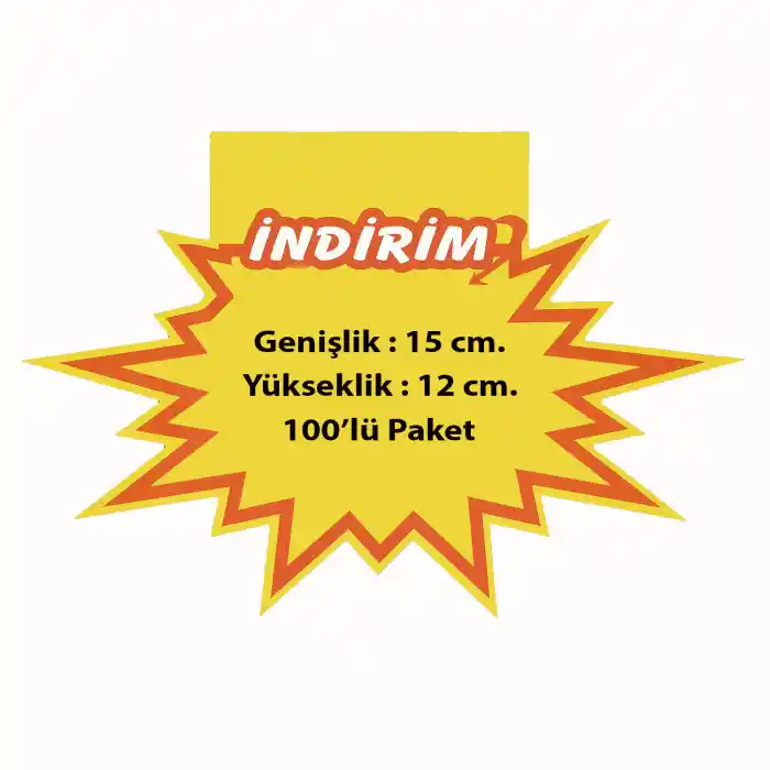 Market Raf Önü İndirim Baskılı Yıldızlı Fiyat Etiketi 15x12 cm.100lü Pk.
