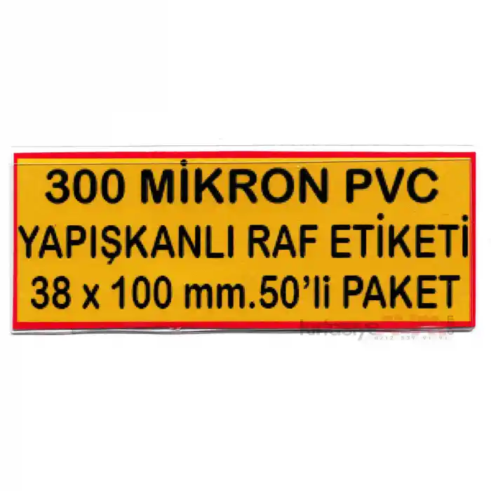 Pvc Arkası Yapışkanlı Raf Önü Fiyat Etiketliği 38x100mm.50li Pk