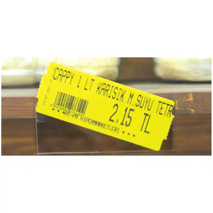 400 Micron Pvc Malzeme Arkası Güçlü Yapışkanlı Raf Önü Fiyat Etiketliği 38 x 100 mm. 100 lü Pk
