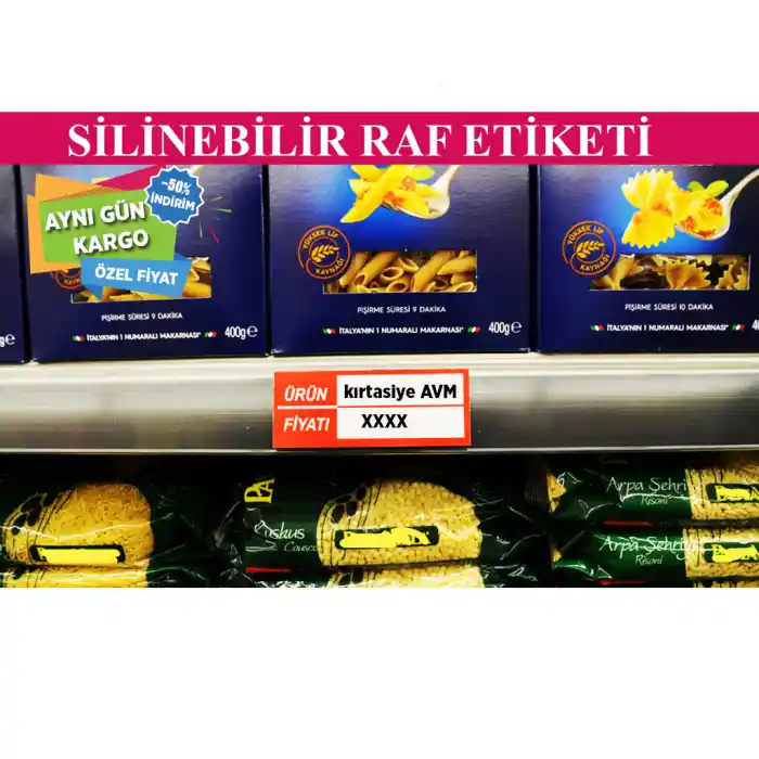 Silinebilir PVC Market Raf Önü Fiyat Etiketi 50 li Pk. 10x3,8 cm