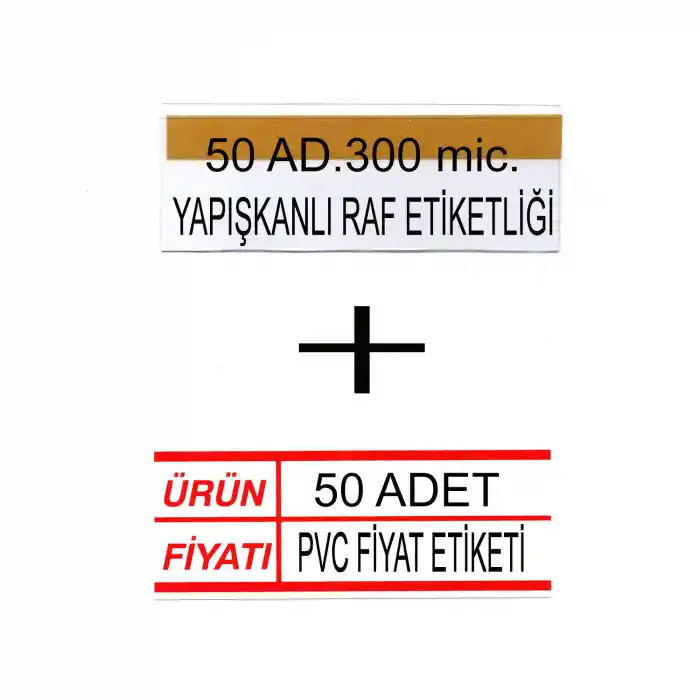 Pvc Arkası Yapışkanlı Raf Önü Fiyat Etiketliği + Silinebilir Raf Etiketi 50li Set