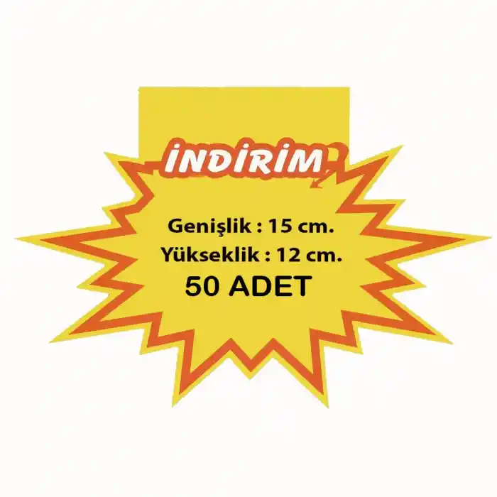 Raf Önü Rafa Geçmeli İndirim Baskılı Yıldızlı Fiyat Etiketi 15x12 cm.50 Ad.