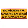 Pvc Arkası Yapışkanlı Raf Önü Fiyat Etiketliği 38x100mm.50li Pk