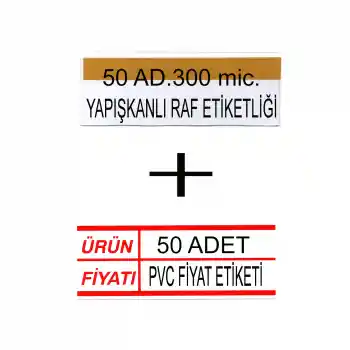 Pvc Arkası Yapışkanlı Raf Önü Fiyat Etiketliği + Silinebilir Raf Etiketi 50li Set