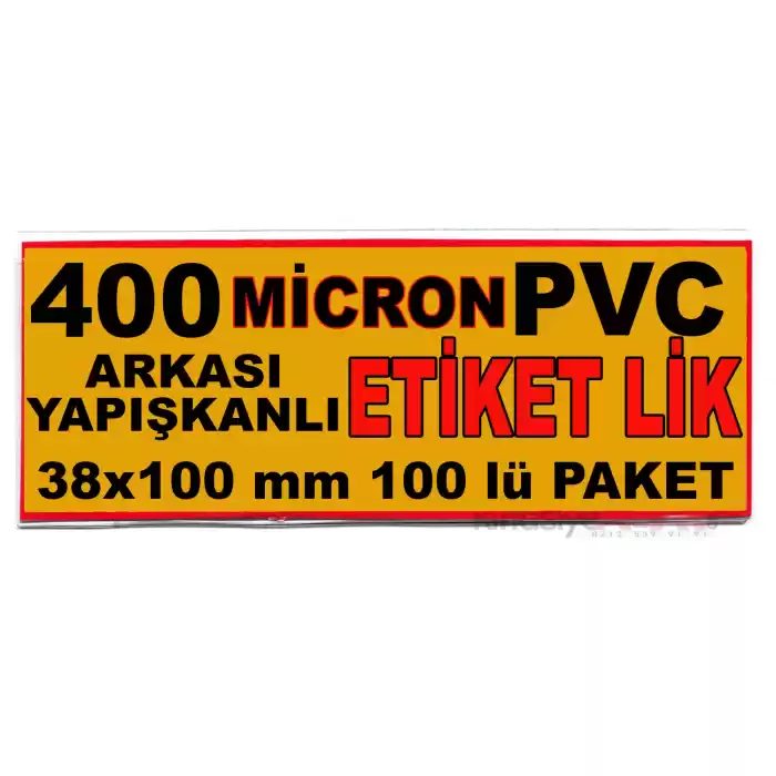 400 Micron Pvc Malzeme Arkası Güçlü Yapışkanlı Raf Önü Fiyat Etiketliği 38 x 100 mm. 100 lü Pk