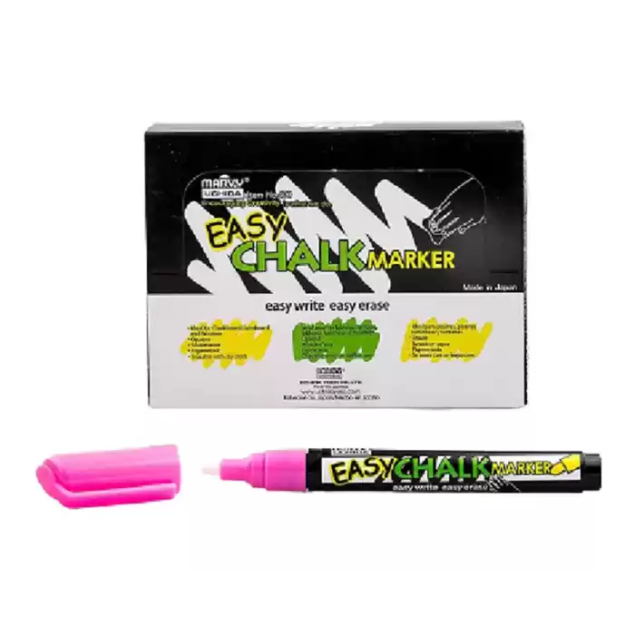 Kırtasiyeavm Marvy Fosforlu Pembe Sıvı Tebeşir Kalemi Easy Chalk Marker 1 Adet