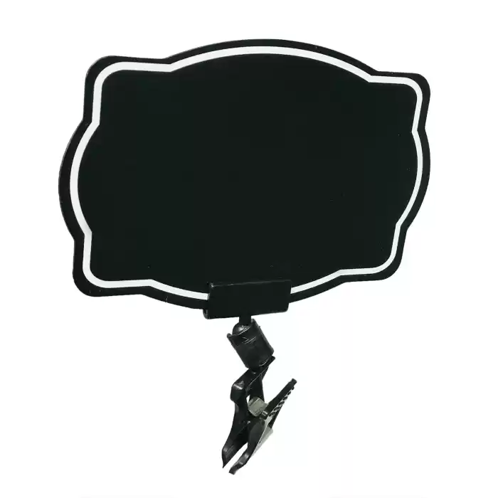 MT Siyah PVC Yazılıp Silinebilen Fiyat Etiketi ve Mini Mandal Etiket Tutucu 10 lu Set