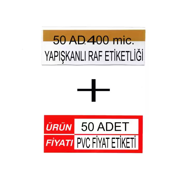 Pvc Arkası Yapışkanlı Raf Önü Fiyat Etiketliği + Silinebilir Raf Etiketi 50+50 Ad.Set