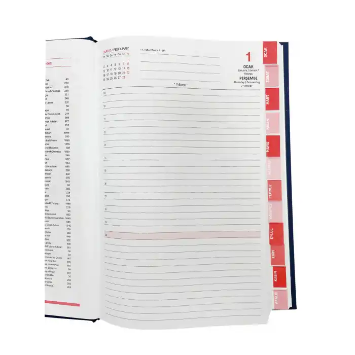2026 Seperatörlü Ajanda Günlük Cilt Bezli 17x24 cm LACİVERT Renk
