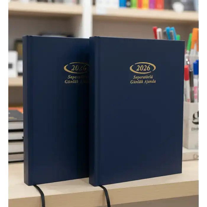 2026 Seperatörlü Ajanda Günlük Cilt Bezli 17x24 cm LACİVERT Renk