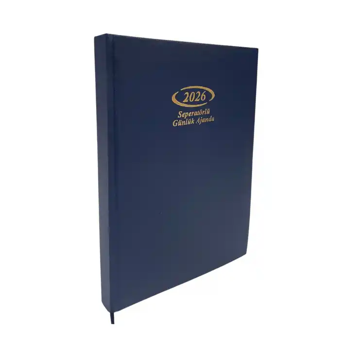 2026 Seperatörlü Ajanda Günlük Cilt Bezli 17x24 cm LACİVERT Renk