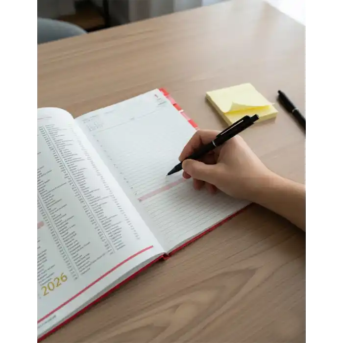 2026 Seperatörlü Ajanda Günlük Cilt Bezli 17x24 cm LACİVERT Renk