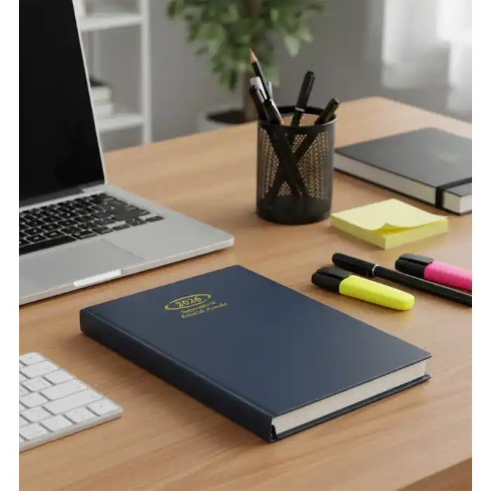 2026 Seperatörlü Ajanda Günlük Cilt Bezli 17x24 cm LACİVERT Renk