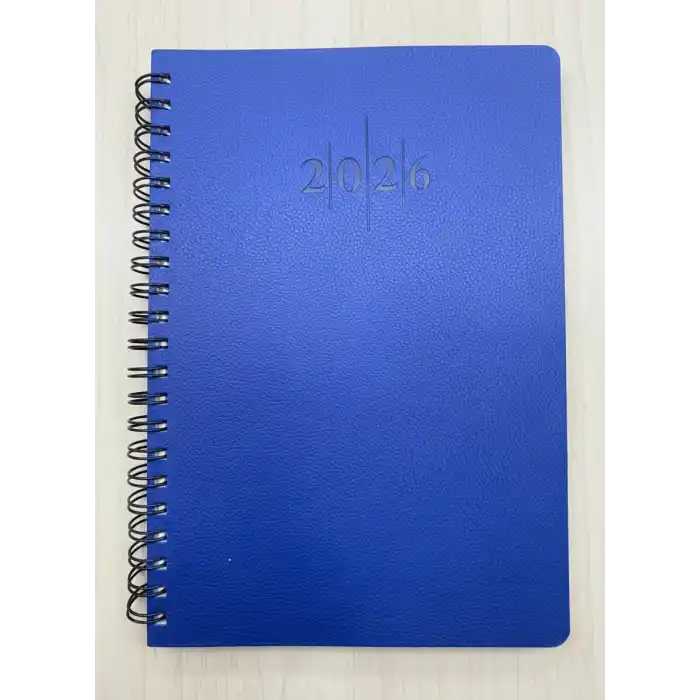 2026 Spiralli 20x28 Günlük Çizgili Ajanda Thermo Deri LACİVERT Renk