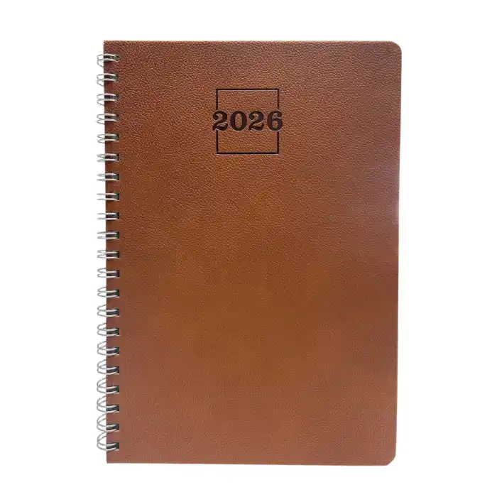 2026 Spiralli 20x28 Haftalık Çizgili Ajanda Thermo Deri TABA Renk