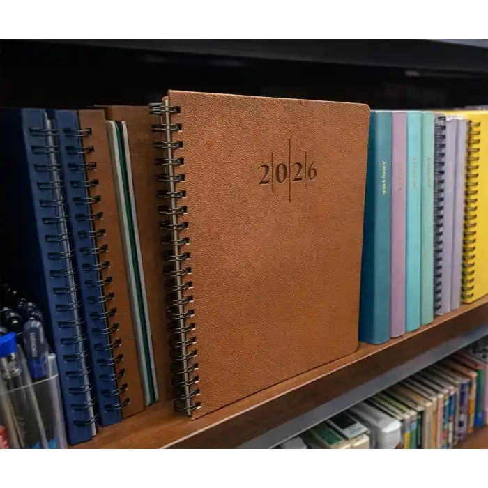 2026 Spiralli 20x28 Günlük Çizgili Ajanda Thermo Deri TABA Renk