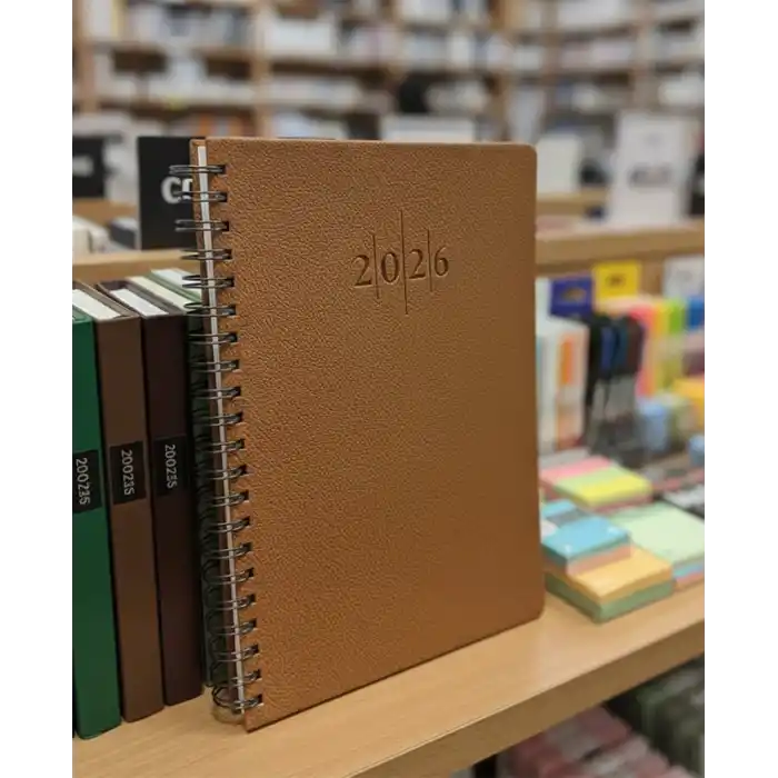 2026 Spiralli 20x28 Günlük Çizgili Ajanda Thermo Deri TABA Renk