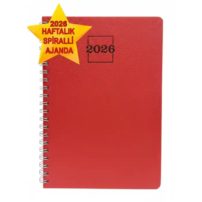 2026 Spiralli 20x28 Haftalık Çizgili Ajanda Thermo Deri KIRMIZI Renk