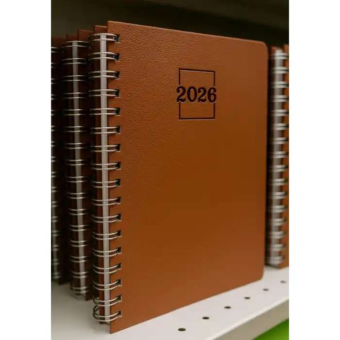 2026 Spiralli 20x28 Haftalık Çizgili Ajanda Thermo Deri TABA Renk
