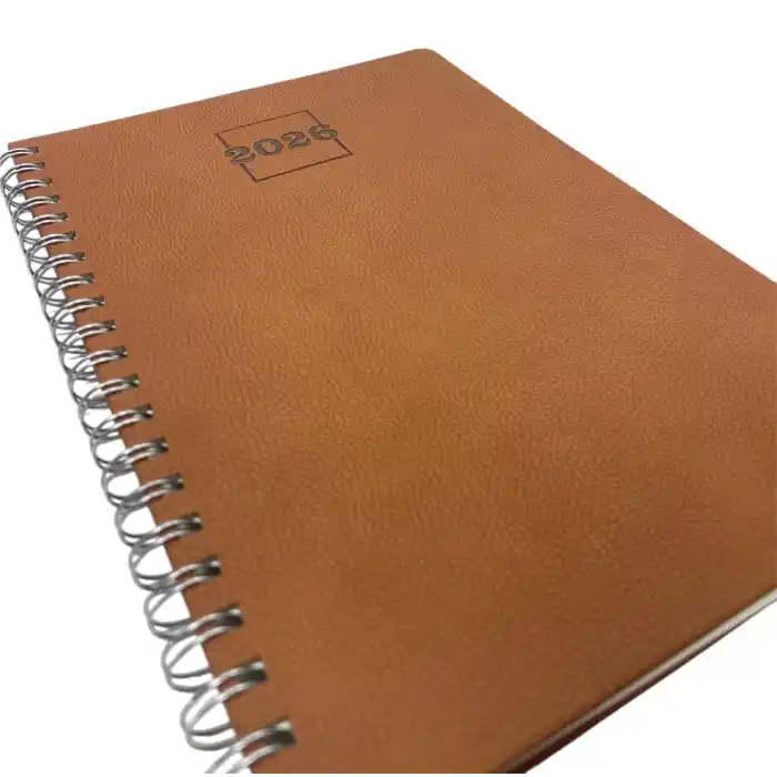 2026 Spiralli 20x28 Haftalık Çizgili Ajanda Thermo Deri TABA Renk