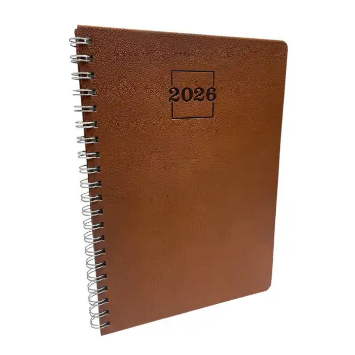 2026 Spiralli 20x28 Haftalık Çizgili Ajanda Thermo Deri TABA Renk