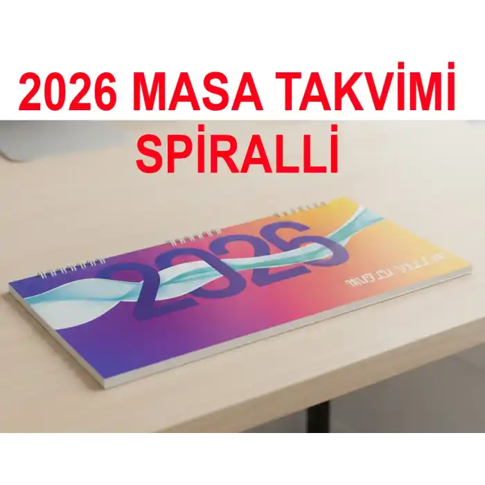 2026 Spiralli Masa Üstü Takvim 14,5 cm x 31 cm Karton Kapak