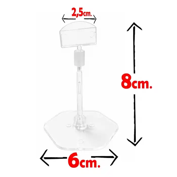 Altıgen Ayaklı Mini Etiket Tutucu Şeffaf Ayaklı Etiketlik 10 Adet