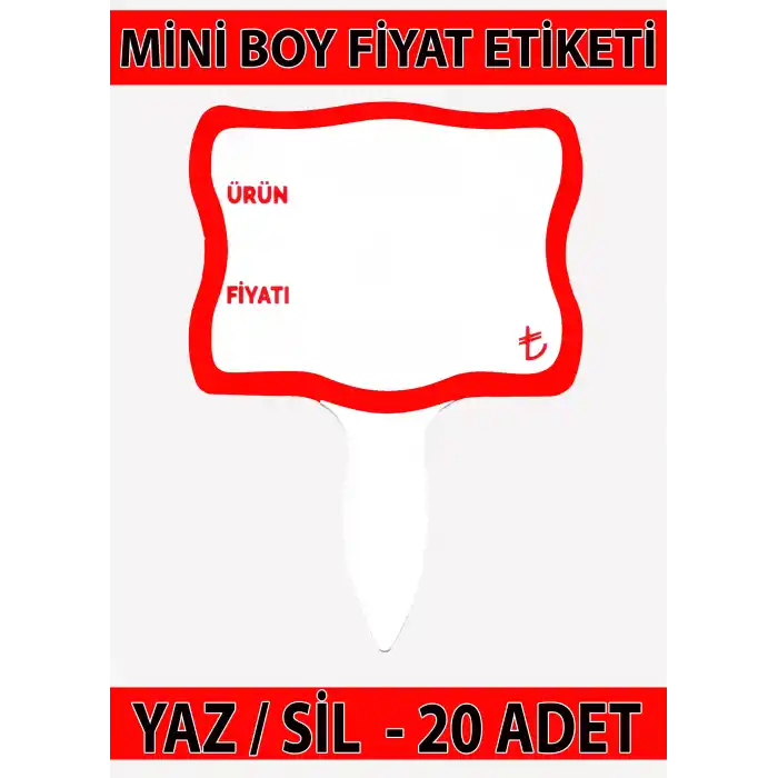 PVC Yaz-Sil Tatlıcı Baharat Kuruyemişci Fiyat Etiketi 20 li Pk