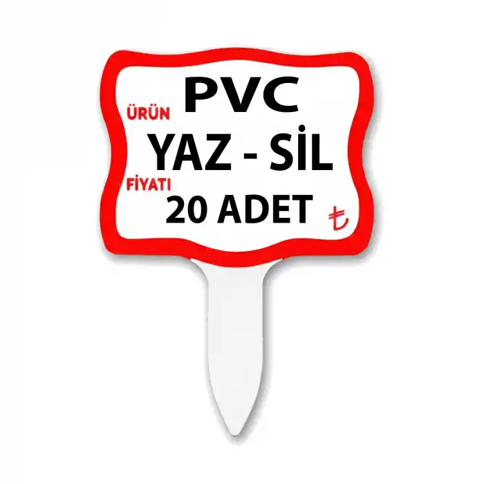 PVC Yaz-Sil Tatlıcı Baharat Kuruyemişci Fiyat Etiketi 20 li Pk