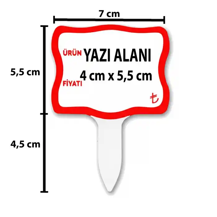 PVC Yaz-Sil Tatlıcı Baharat Kuruyemişci Fiyat Etiketi 20 li Pk