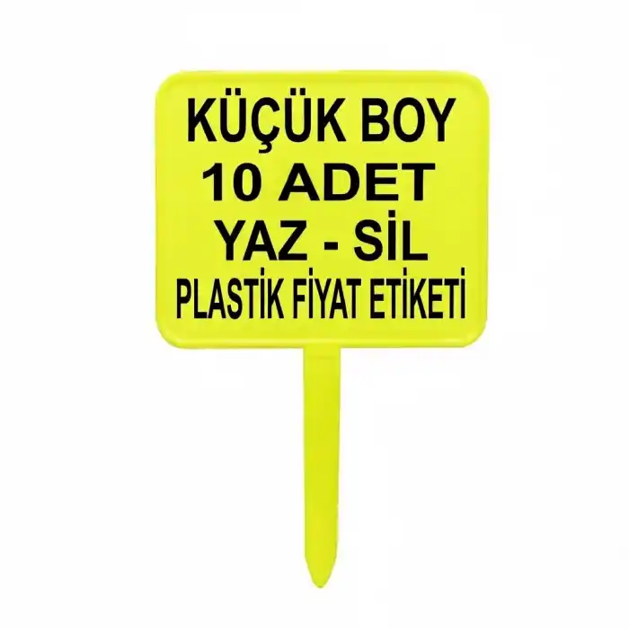 Açılı Saplamalı Plastik Pazarcı Fiyat Etiketi Küçük Boy Fosforlu Sarı 10 Adet