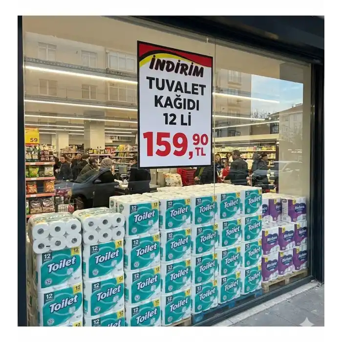 Market İndirim Afişi Kuşe Kağıt 32x45 cm 50 li Pk.