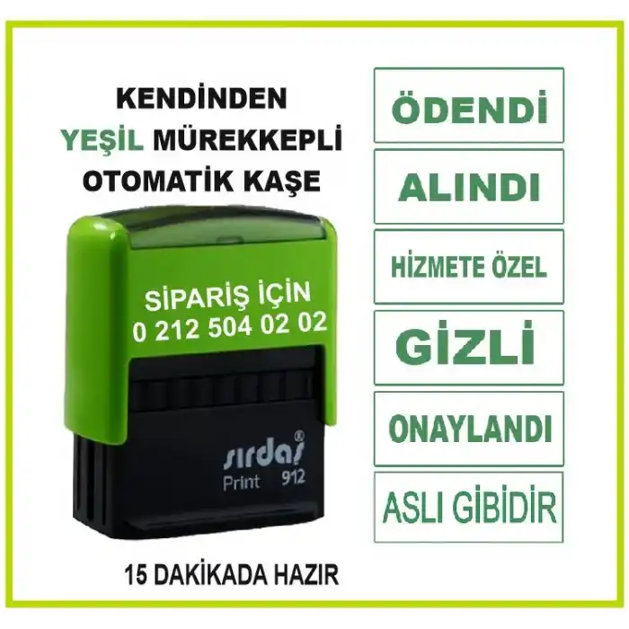 YEŞİL MÜREKKEPLİ OTOMATİK KAŞE