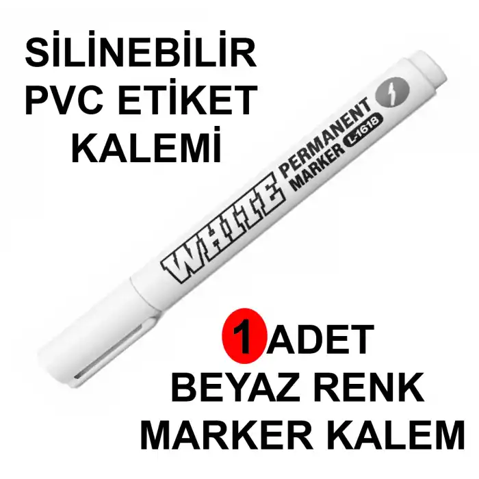 Siyah PVC Etiket Kalemi Beyaz Renk Yaz-Sil Etiket Kalemi 1 Adet Beyaz Marker Silinebilir Etiket Yazı Kalemi