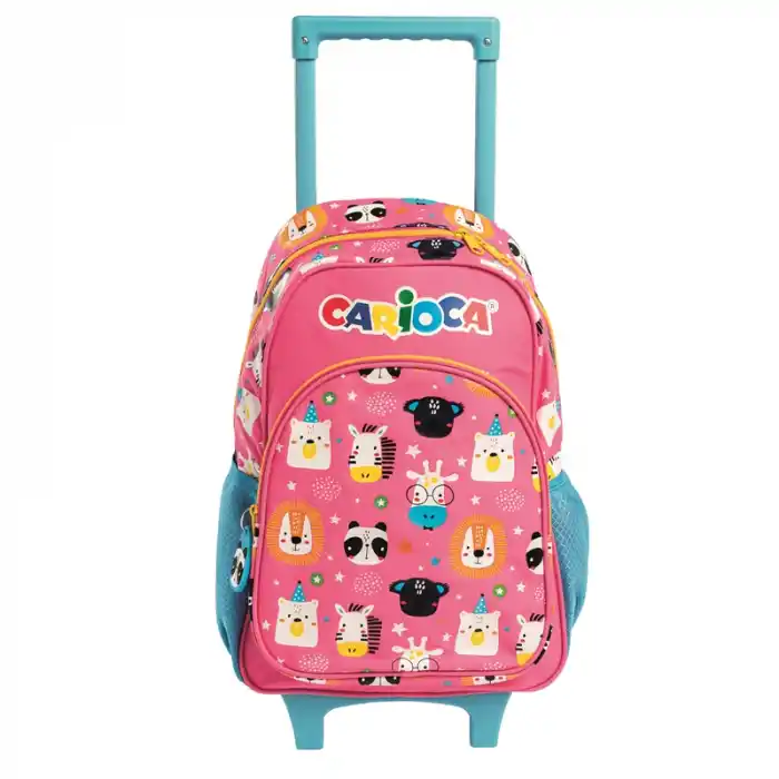 CARIOCA DESENLİ SIRT ÇANTASI TEKERLEKLİ PEMBE 312521-P