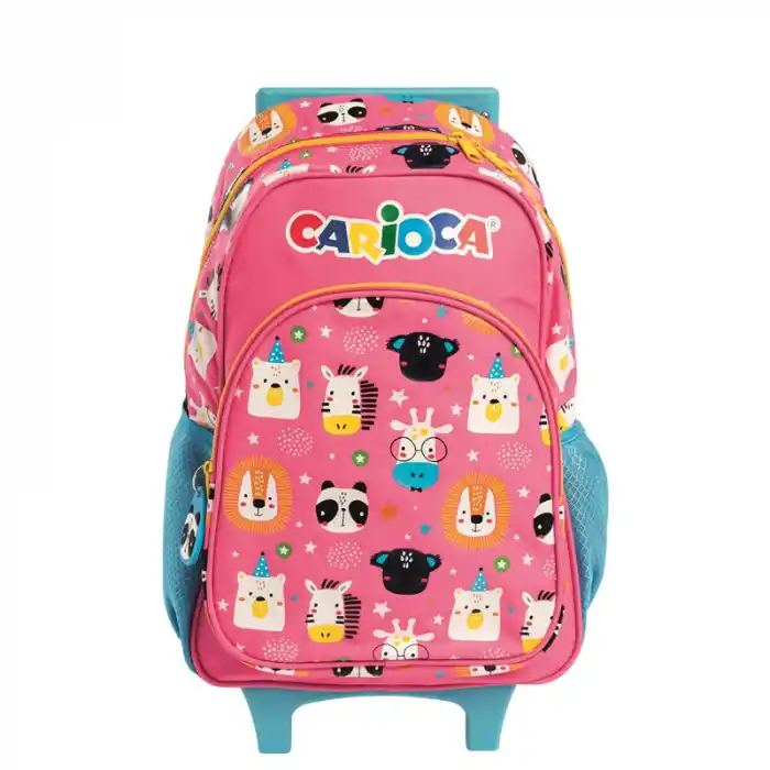 CARIOCA DESENLİ SIRT ÇANTASI TEKERLEKLİ PEMBE 312521-P