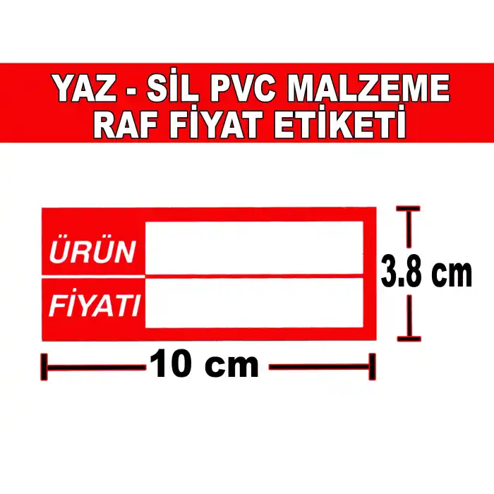 PVC Yaz-Sil Raf Profil İçi Fiyat Etiketi 50li Pk. 3,8x10cm