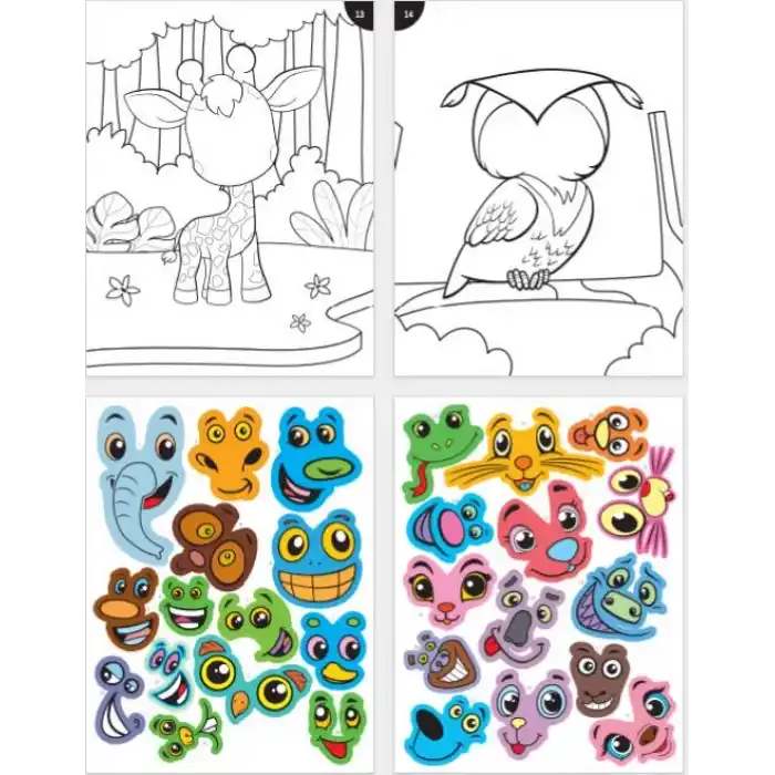 LINO LS-701 FUNNY FACES STİCKERLI BOYAMA KİTABI HAYVANLAR