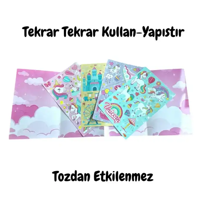 LINO LS-402 TEKRAR TEKRAR KULLANILABİLİR STICKER SETİ UNICORNS