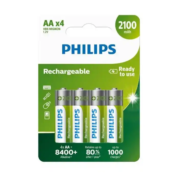 PHILIPS R6B4A210/10 AA ŞARJ EDİLEBİLİR KALEM PİL 2100 MAH 4 LÜ