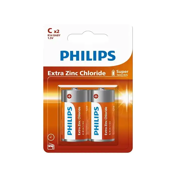 PHILIPS PH-R14L2B/10 ORTA BOY ÇİNKO PİL 2 Lİ