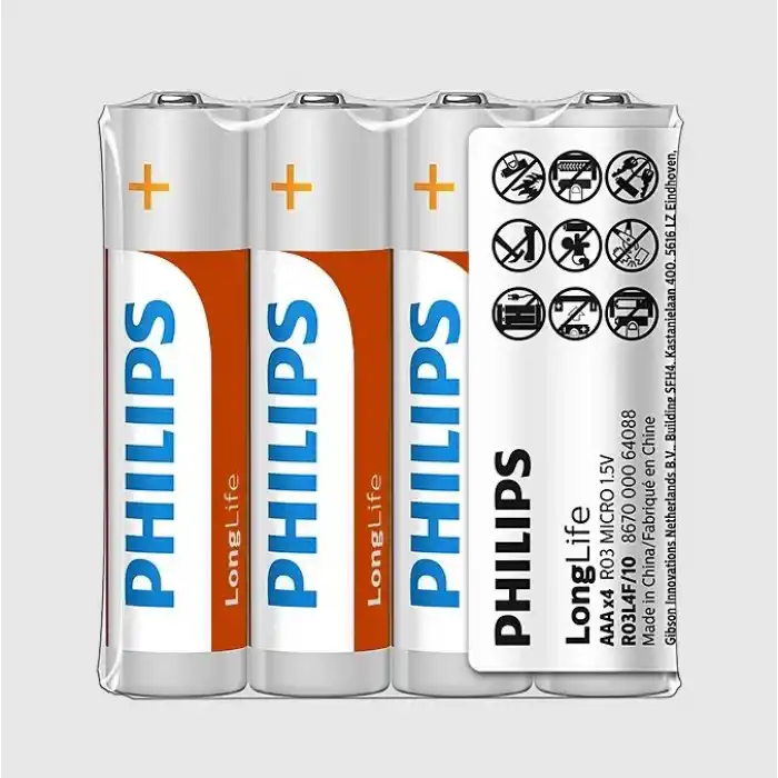 PHILIPS R03L4F/10 LONGLIFE ÇİNKO AAA İNCE PİL 4 LÜ