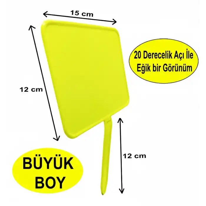 Açılı Saplamalı Plastik Pazarcı Etiketi Büyük Boy Fosforlu Sarı 10 Ad.