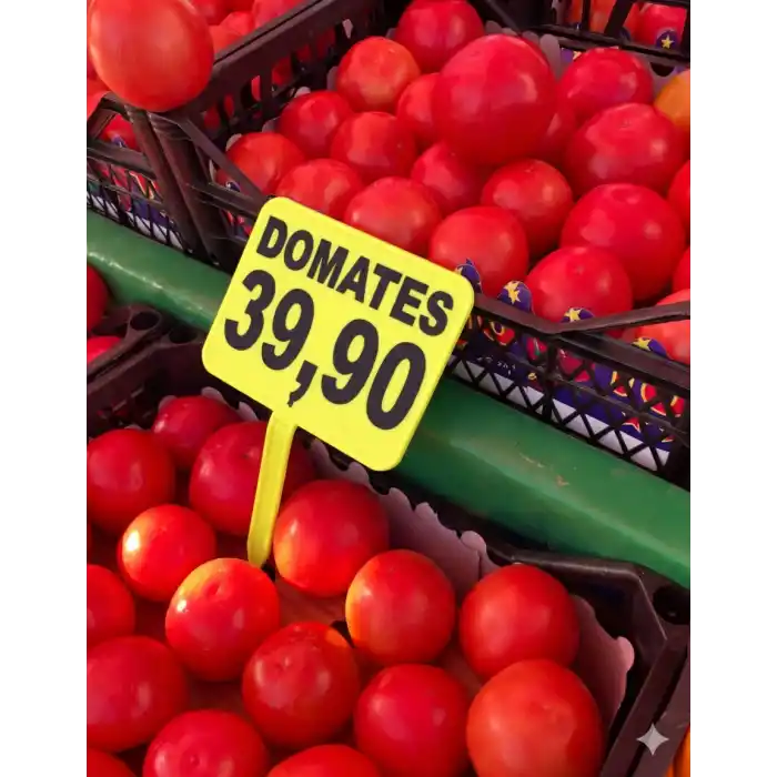 Açılı Saplamalı Plastik Pazarcı Etiketi Büyük Boy Fosforlu Sarı 10 Ad.