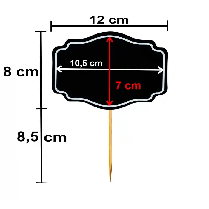 Ahşap Çubuklu Siyah PVC Yaz-Sil Fiyat Etiketi 8x12 cm 10lu Pk.